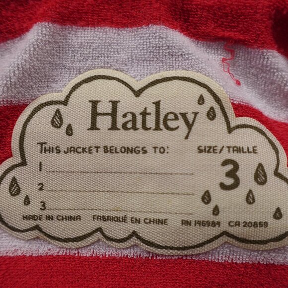 Hatley Girls' Classic Rain Jacket Size 3 Blue with Red Stripe Lining - Picture 7 of 9